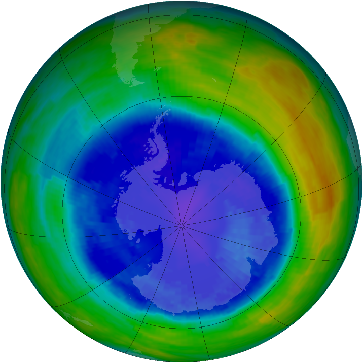 Antarctic ozone map for 08 September 1993